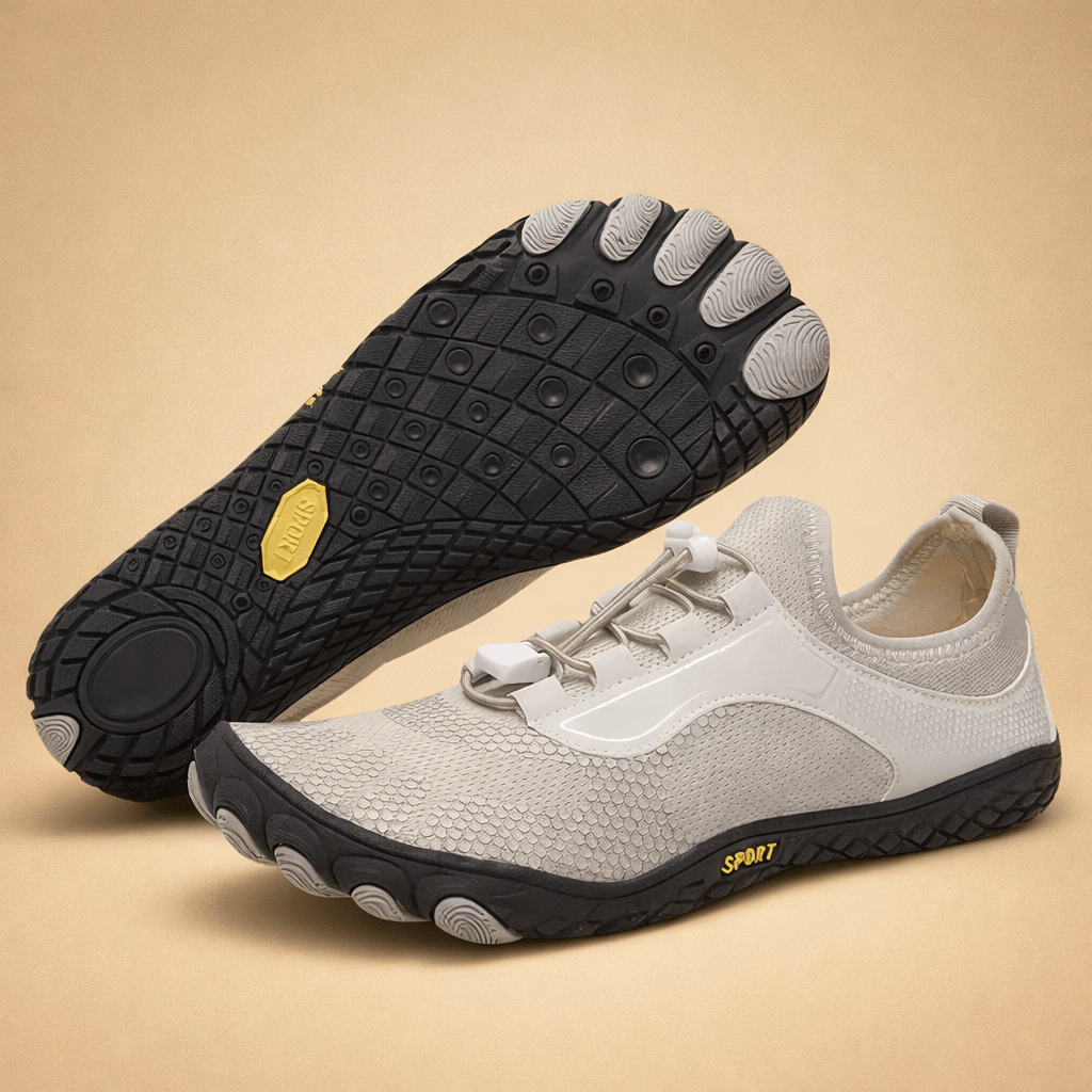 Jonas - Men's Barefoot Minimalist Trainers with Grip Sole - Athletic Shoes - Gray - Davies & Cooper