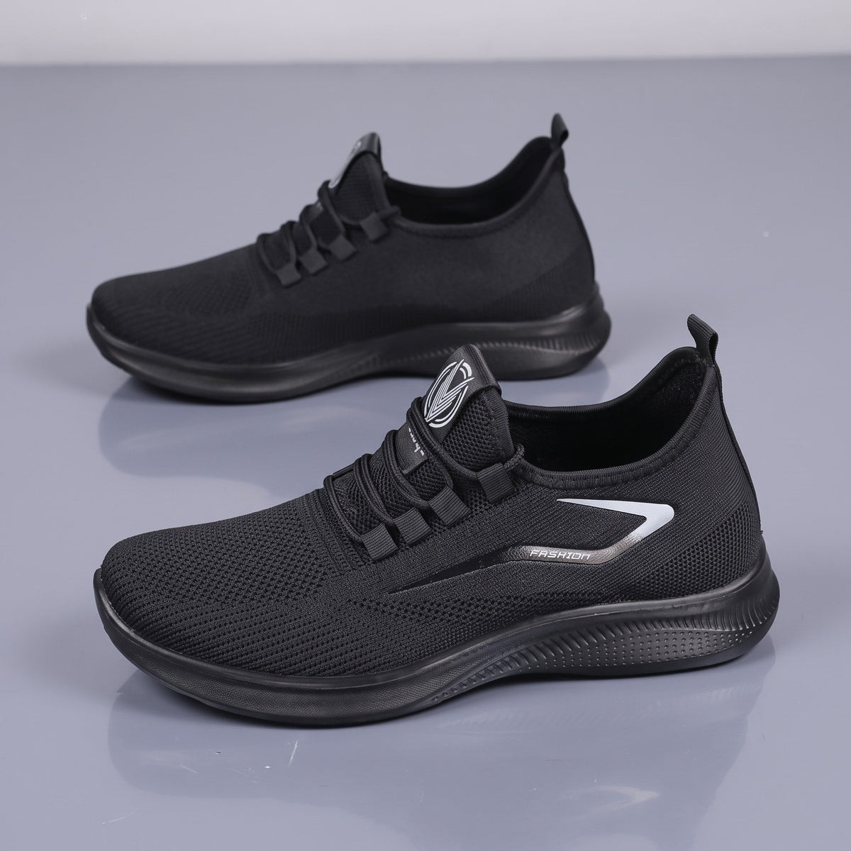 Jonas - Men's Breathable Lightweight Lace-Up Orthopaedic Trainers - Sneakers - Black - Davies & Cooper