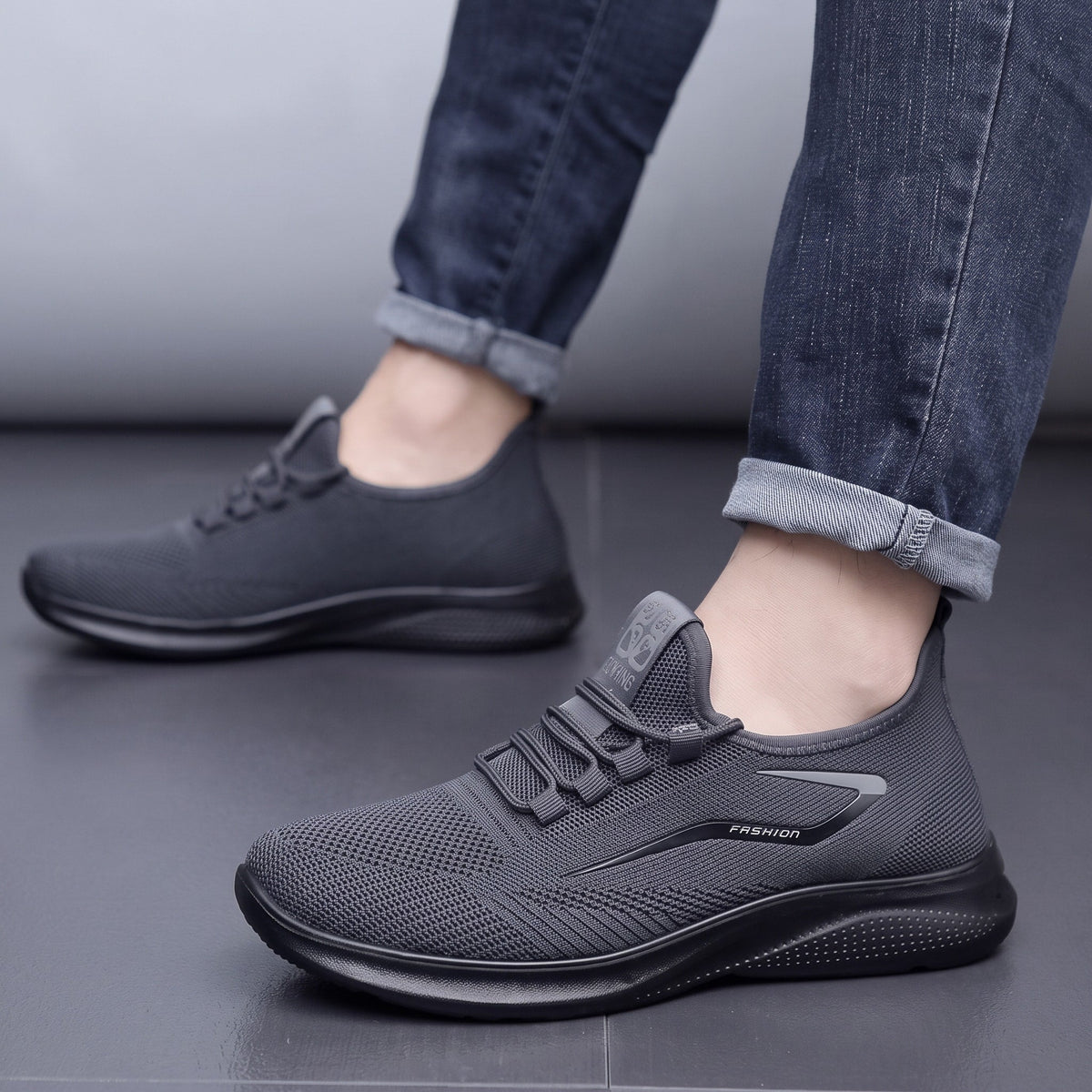 Jonas - Men's Breathable Lightweight Lace-Up Orthopaedic Trainers - Sneakers - Navy Blue - Davies & Cooper