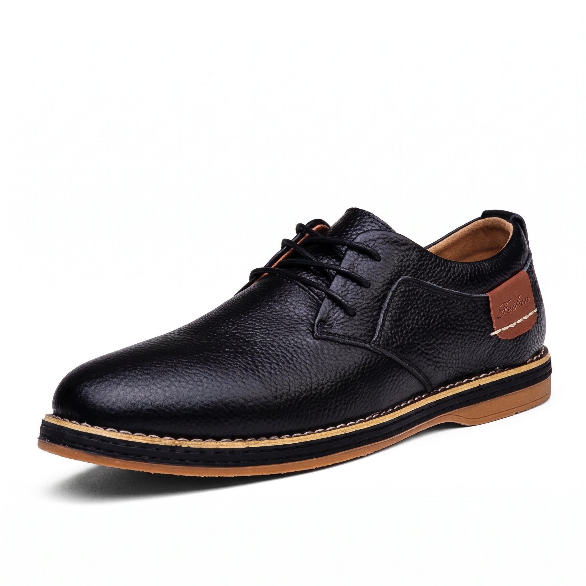 Jonas - Men's Casual Derby Shoes with Contrast Sole Detail - Shoes - Black - Davies & Cooper