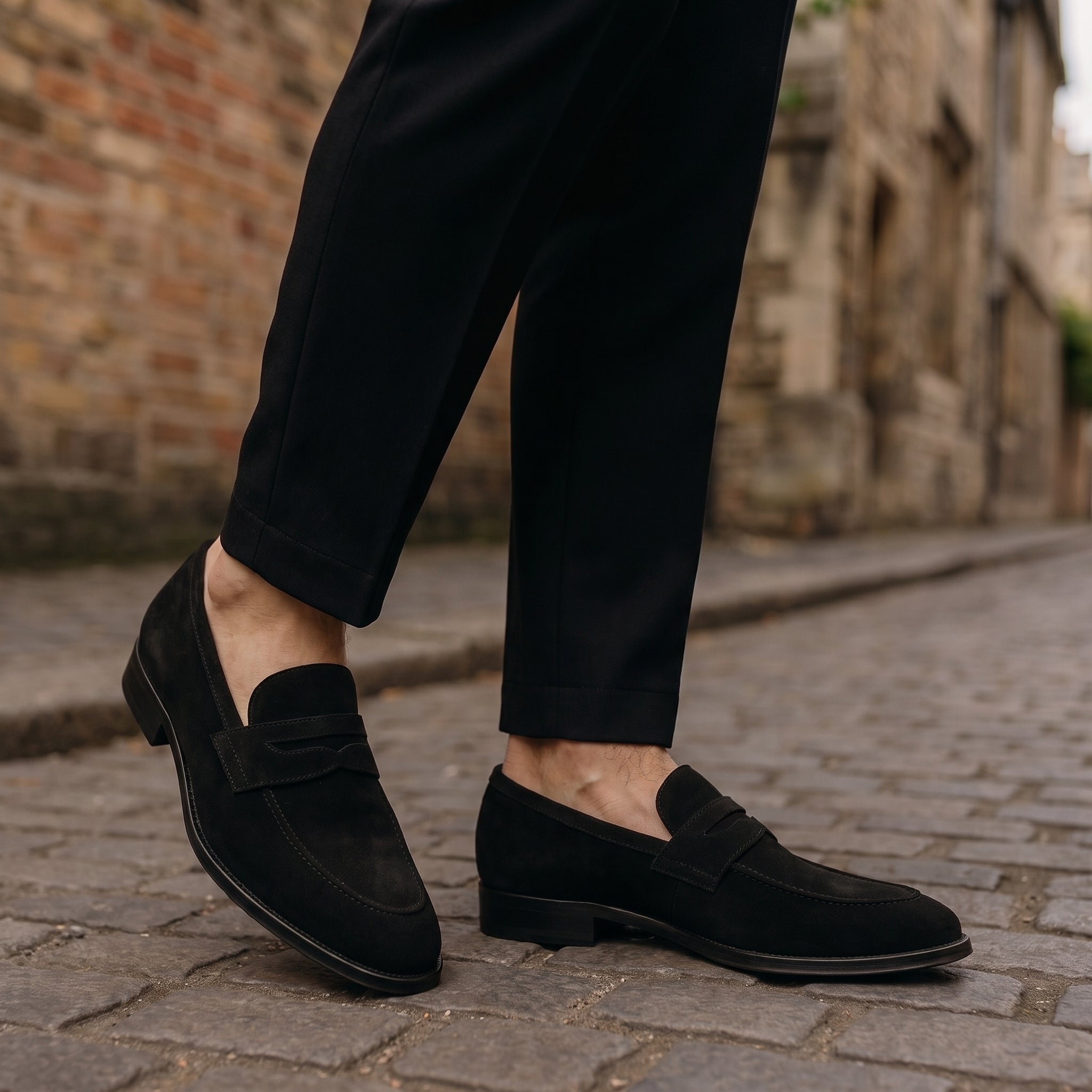 Jonas – Men's Classic Penny Round Toe Loafers - Shoes - Black - Davies & Cooper