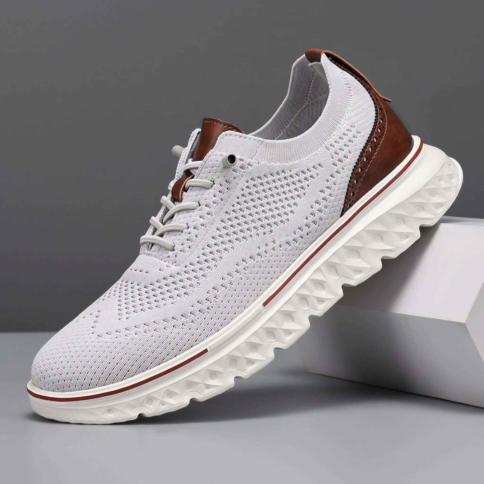 Jonas - Men's Orthopaedic Lace-Up Breathable Mesh Trainers - Trainers - White - Davies & Cooper