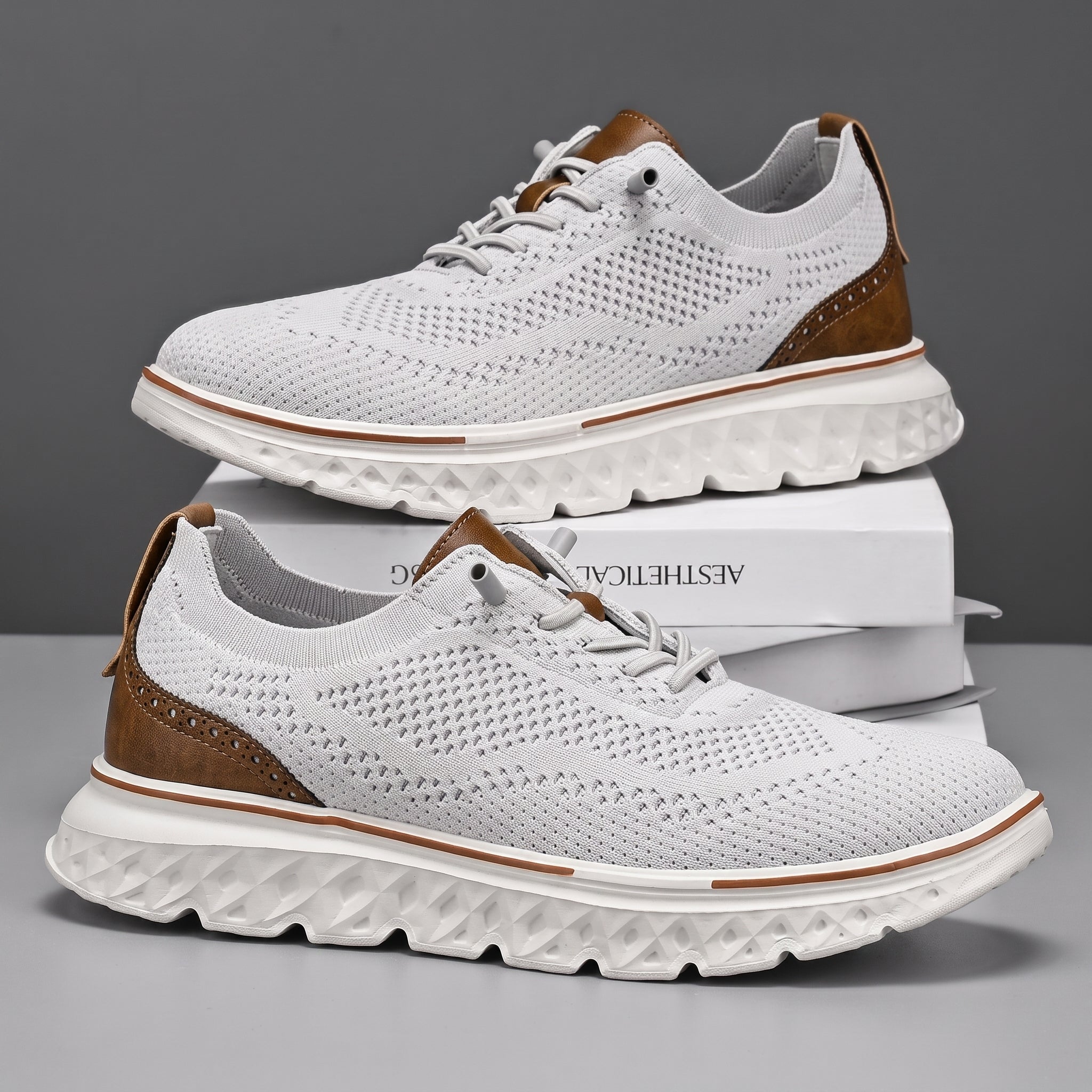 Jonas - Men's Orthopaedic Lace-Up Breathable Mesh Trainers - Trainers - White - Davies & Cooper
