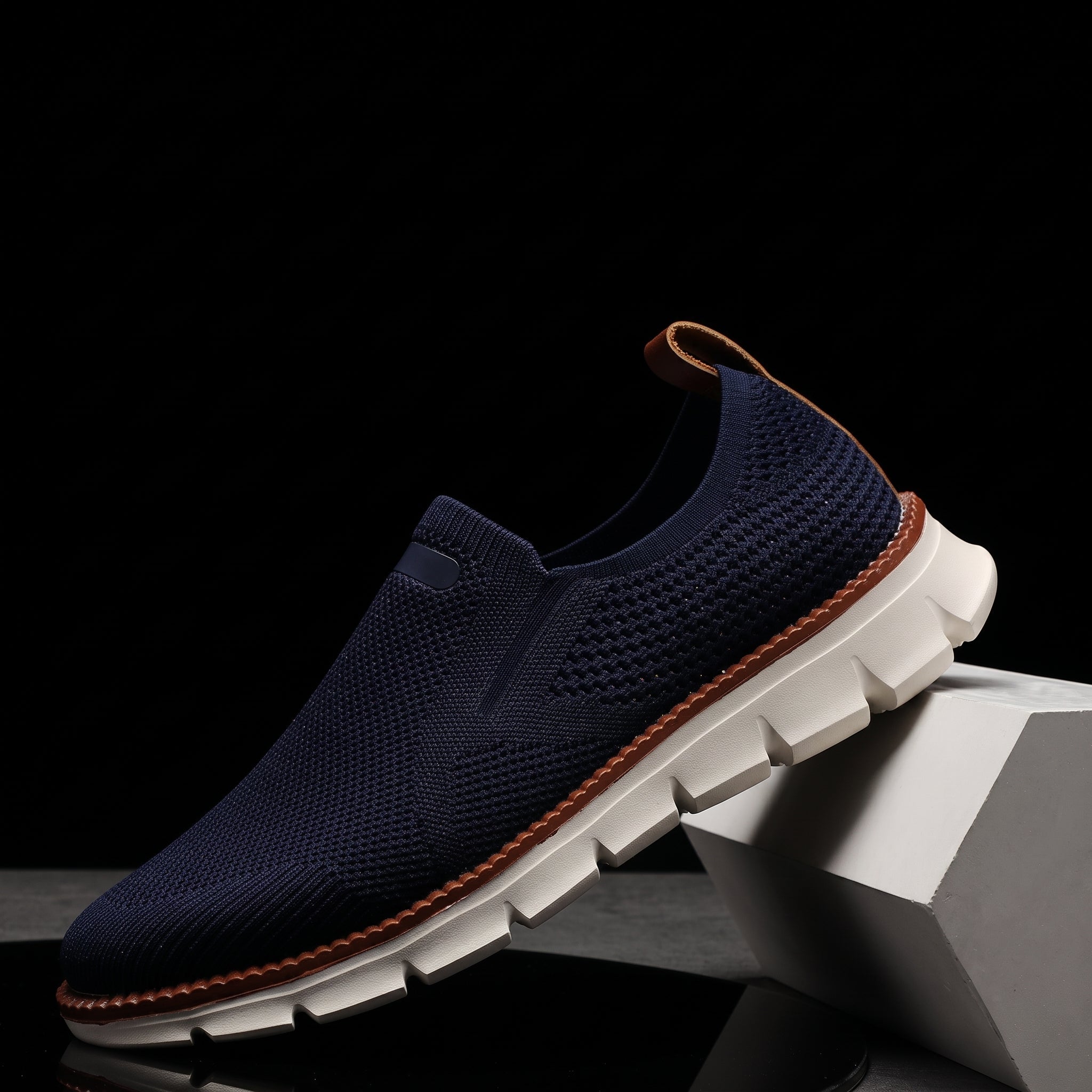 Jonas - Men's Orthopaedic Slip-On Breathable Mesh Trainers - Trainers - Blue - Davies & Cooper