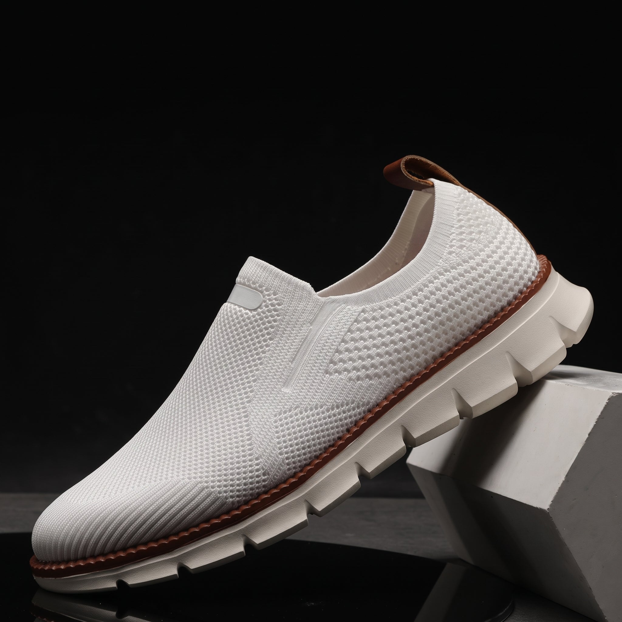 Jonas - Men's Orthopaedic Slip-On Breathable Mesh Trainers - Trainers - White - Davies & Cooper