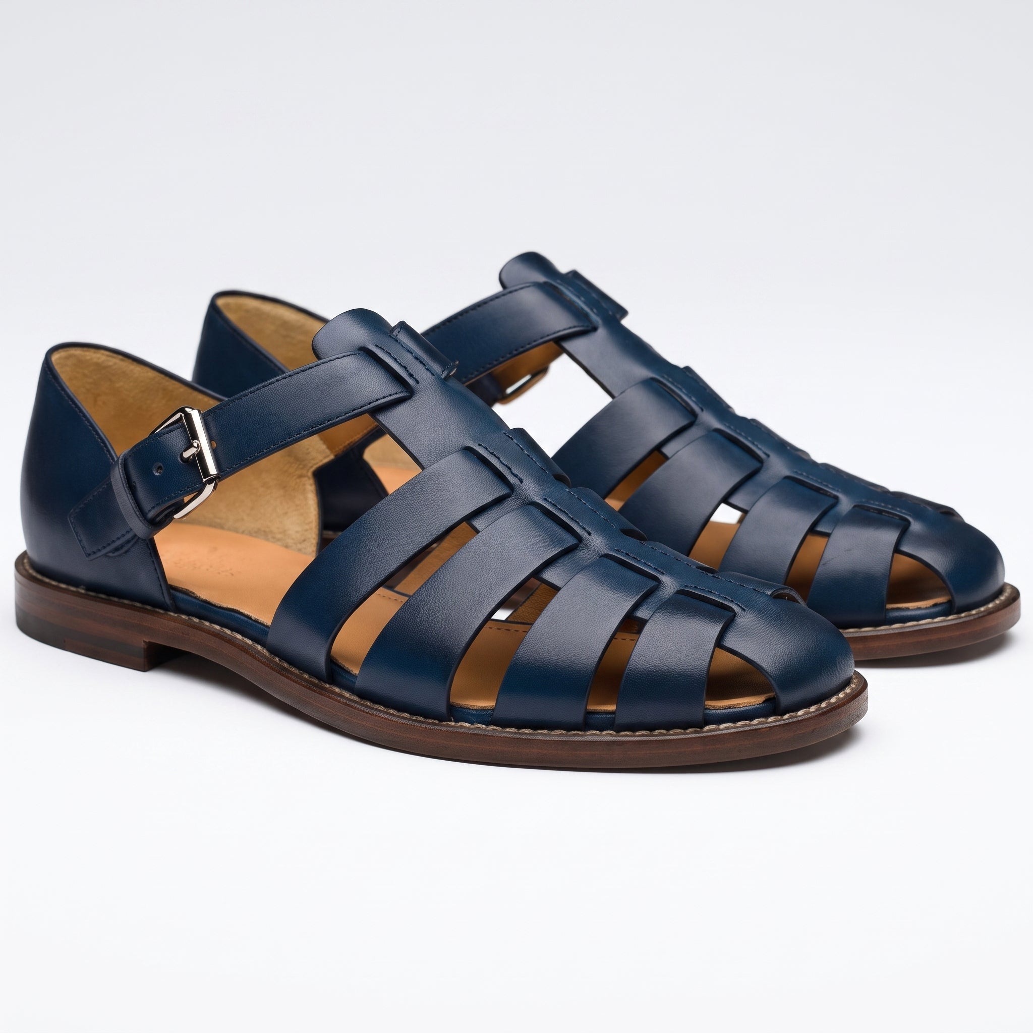 Jonas - Men's Summer Closed Toe Fisherman Sandals - Men Sandals - Blue - Davies & Cooper
