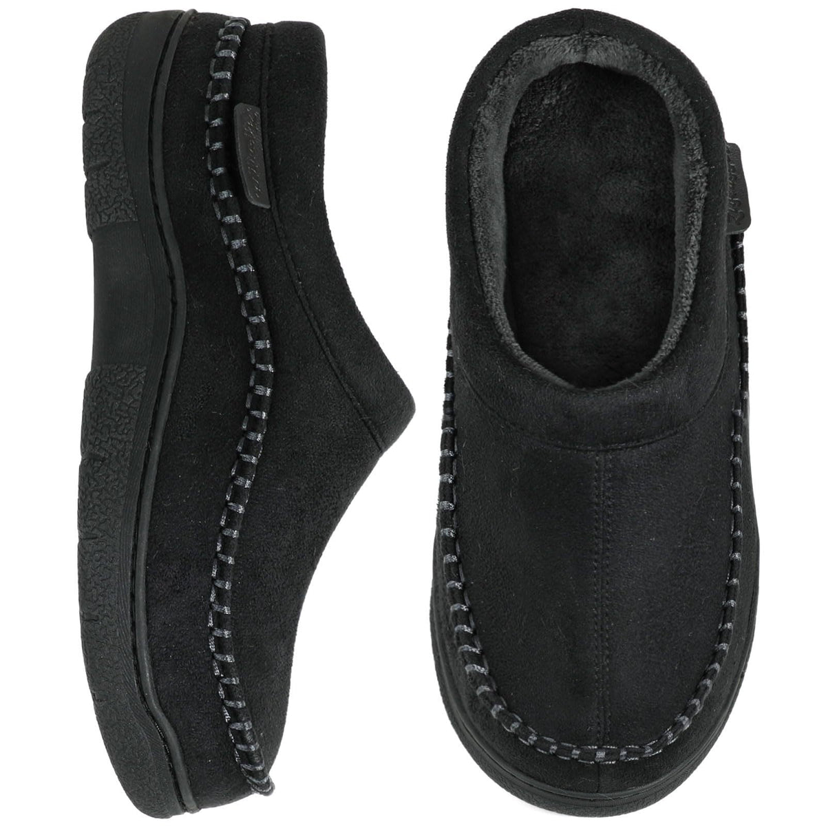 Joris – Men's Slippers in Suede-Look with Warm Lining - Shoes - Black - Davies & Cooper