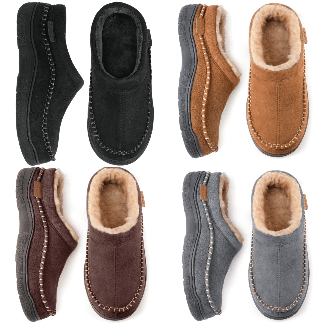 Joris – Men's Slippers in Suede-Look with Warm Lining - Shoes - Light Brown - Davies & Cooper