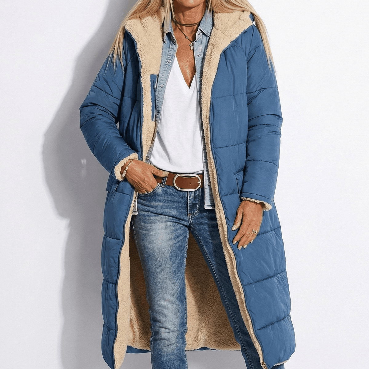 Kaela – Women's Quilted Coat for Cold Weather - Winter coat - Navy Blue - Davies & Cooper