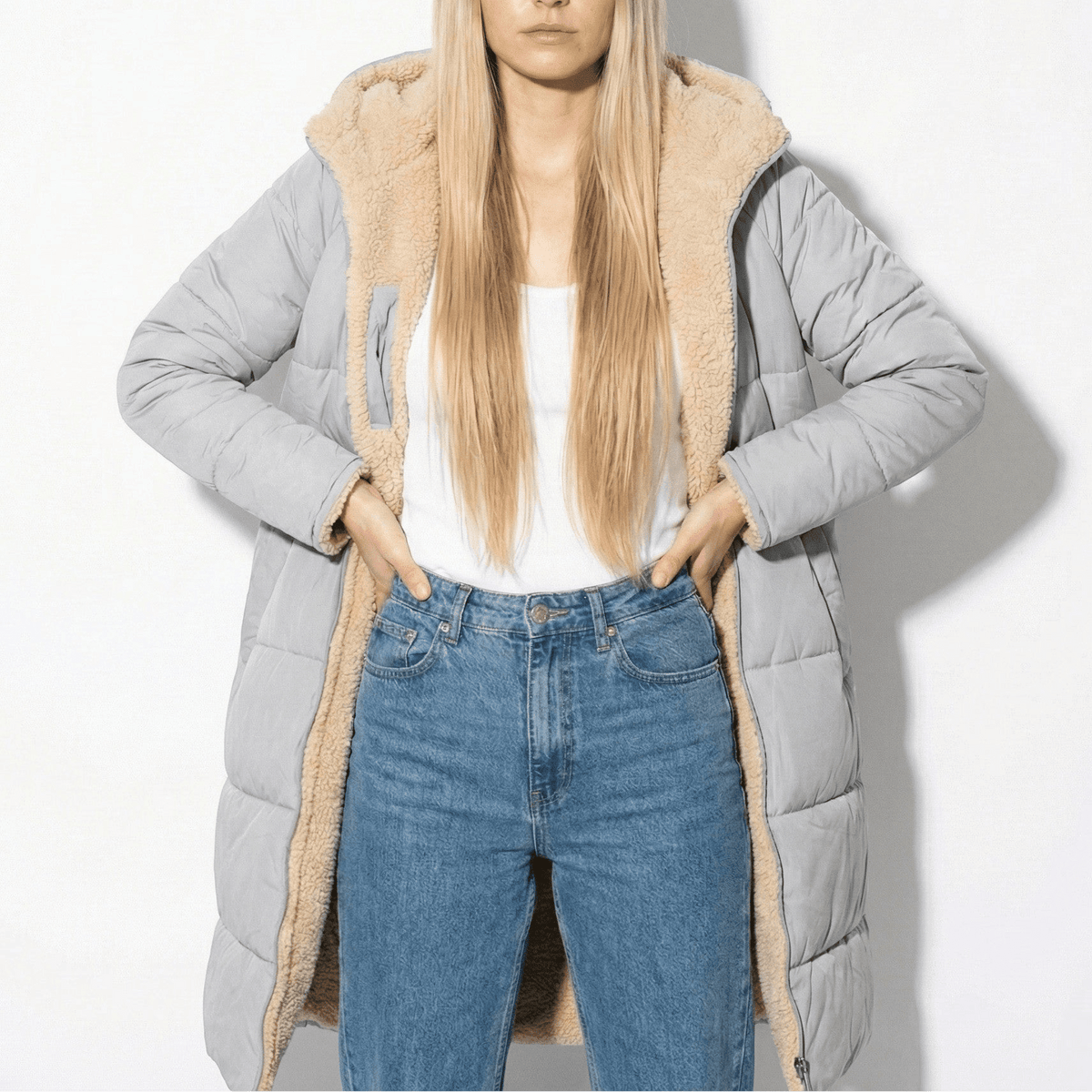Kaela – Women's Quilted Coat for Cold Weather - Winter coat - Grey - Davies & Cooper