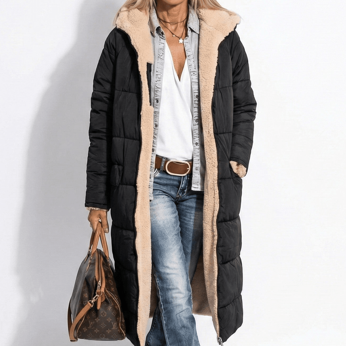 Kaela – Women's Quilted Coat for Cold Weather - Winter coat - Black - Davies & Cooper