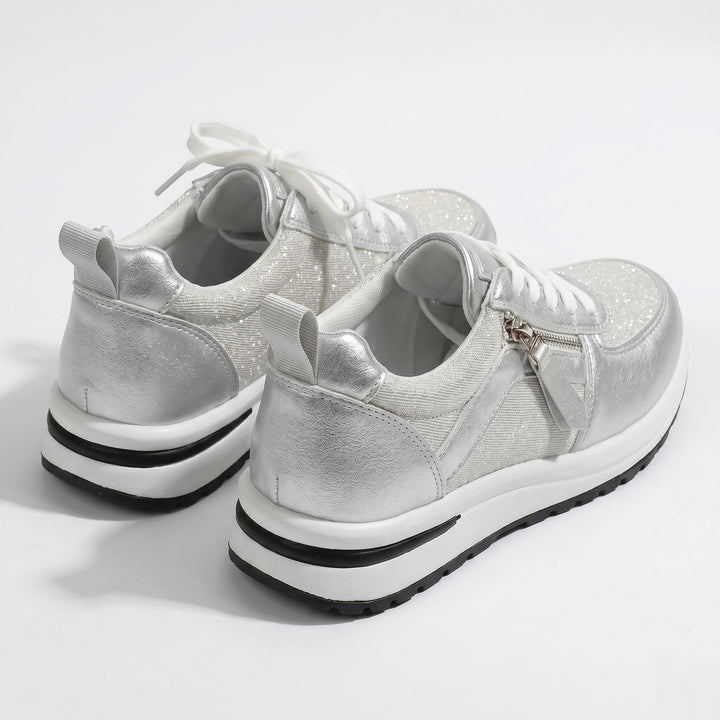 Lana – Women's Orthopaedic Zip Trainers - Trainers - Silver - Davies & Cooper