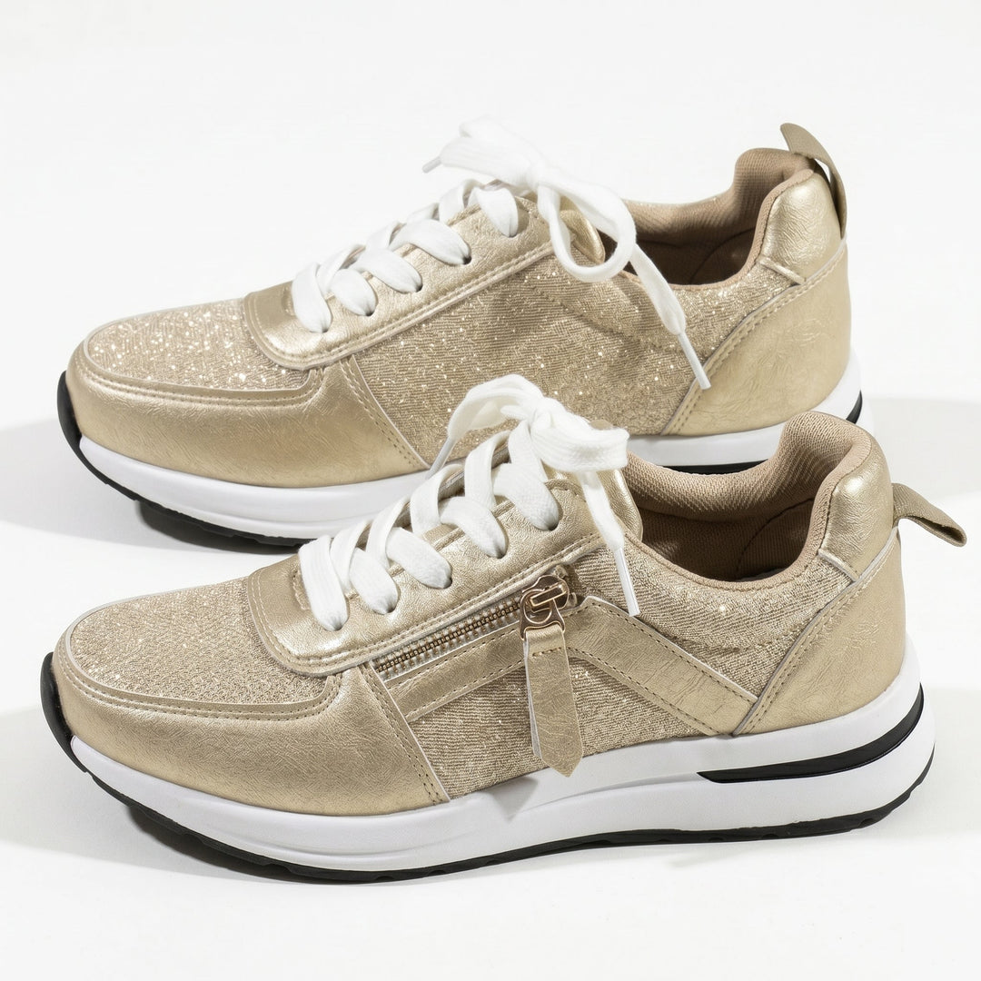 Lana – Women's Orthopaedic Zip Trainers - Trainers - Gold - Davies & Cooper