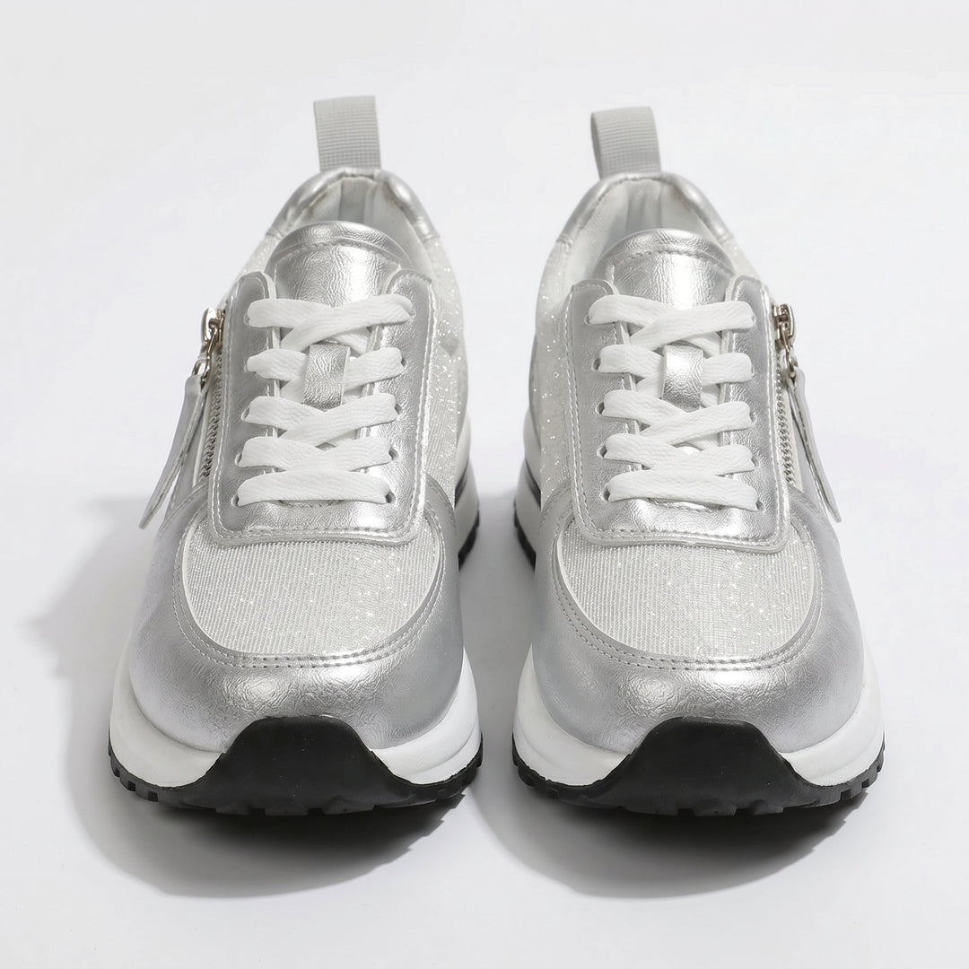 Lana – Women's Orthopaedic Zip Trainers - Trainers - Silver - Davies & Cooper