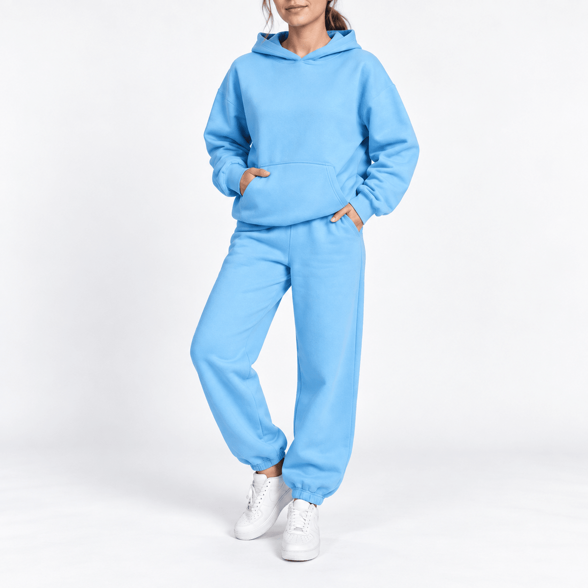 Lena - Women's Relaxed Oversized Hoodie and Jogger Two-Piece Set - Outfit Sets - Blue - Davies & Cooper