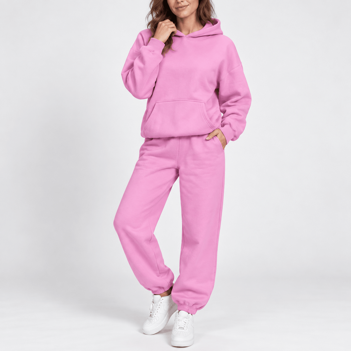 Lena - Women's Relaxed Oversized Hoodie and Jogger Two-Piece Set - Outfit Sets - Pink - Davies & Cooper