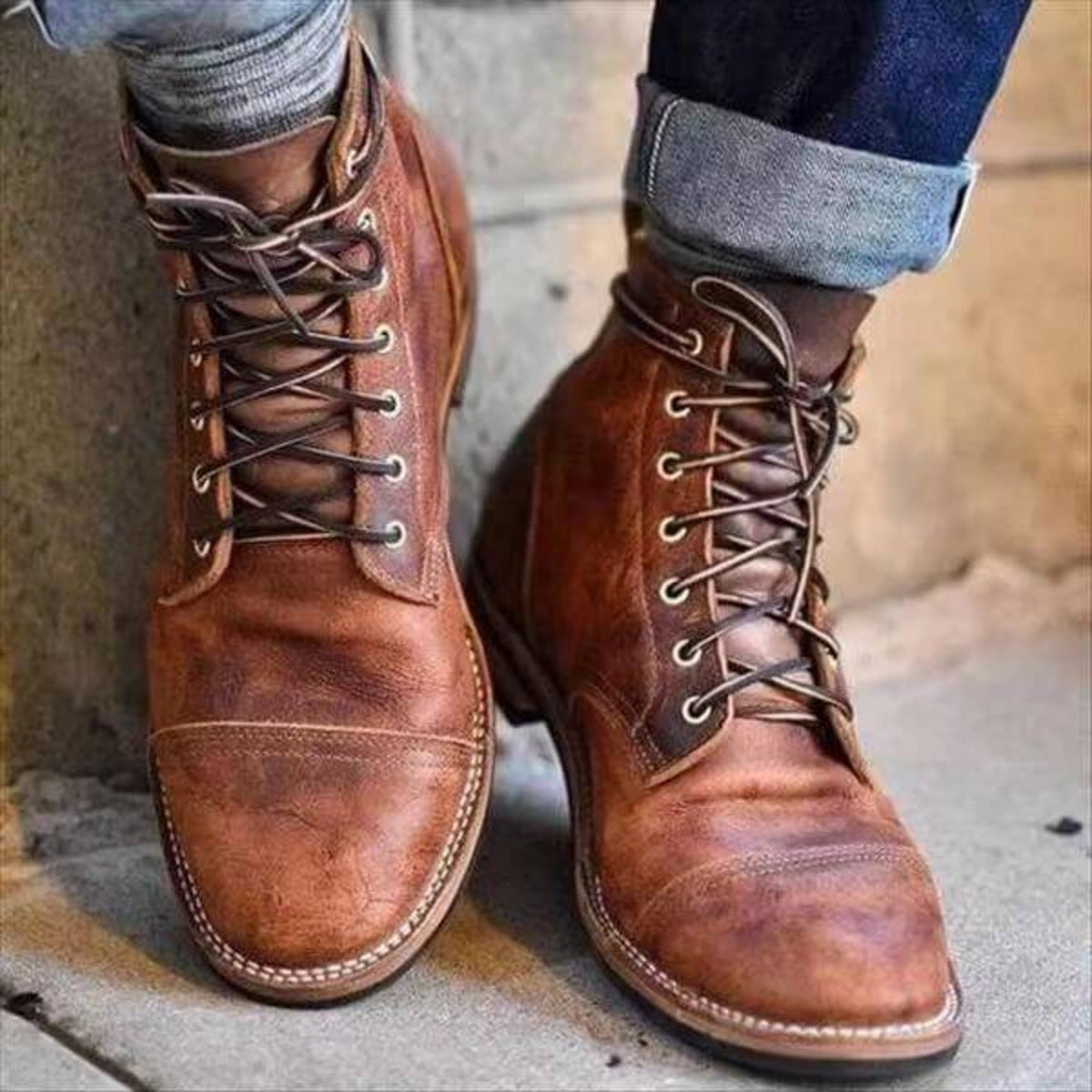 Leon – Leather Boots with Firm Structure - Boots - Light Brown - Davies & Cooper
