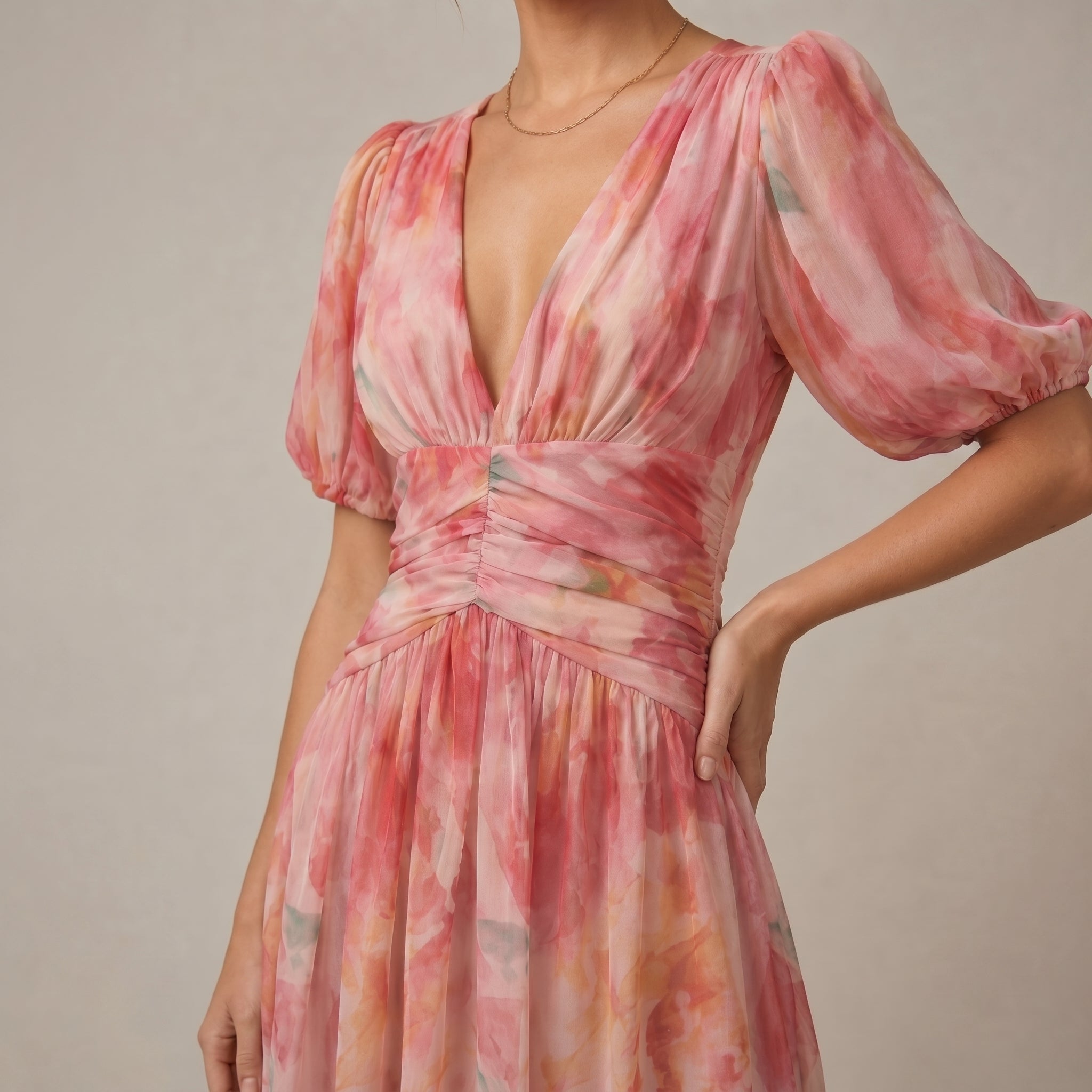 Leonie - Women's Vintage Floral Wedding Guest Maxi Dress - Maxi Dresses - Peach - Davies & Cooper
