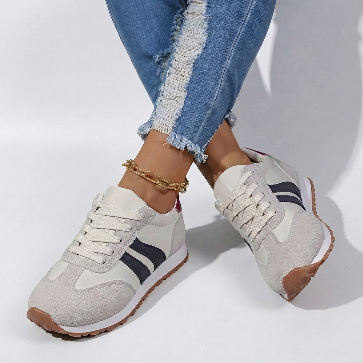 Lily – Women's Comfortable Orthopaedic Trainers - Sneakers - Navy Blue - Davies & Cooper