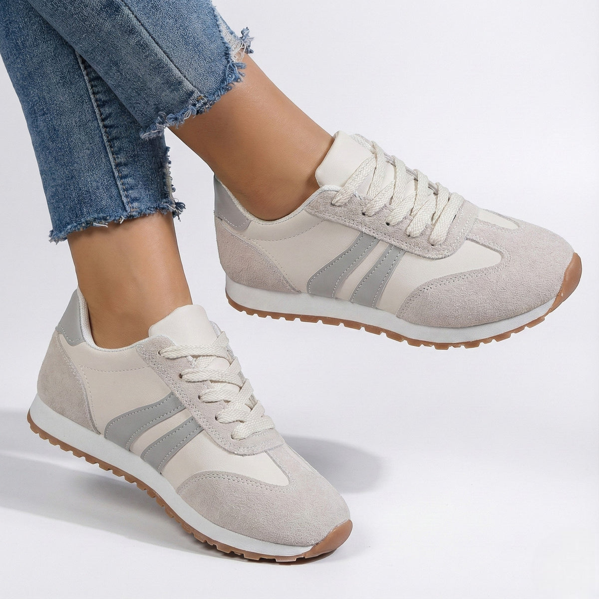 Lily – Women's Comfortable Orthopaedic Trainers - Sneakers - Grey - Davies & Cooper