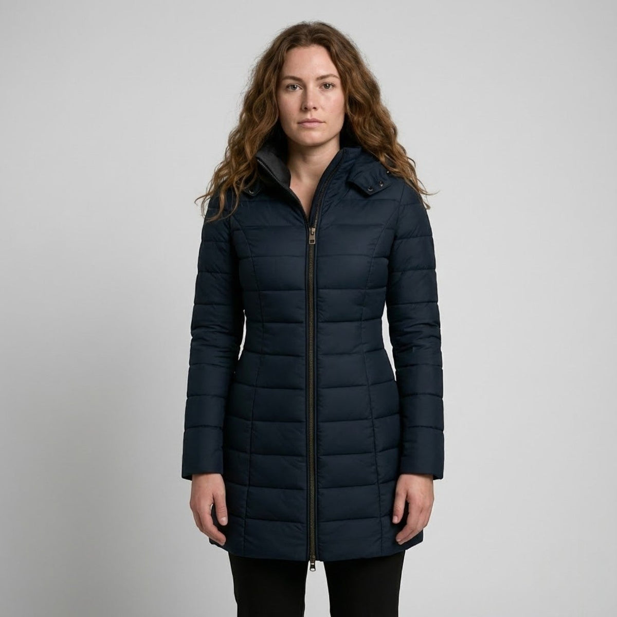 Liora – Women's Puffer Quilted Coat - Puffer Jacket - Navy Blue - Davies & Cooper