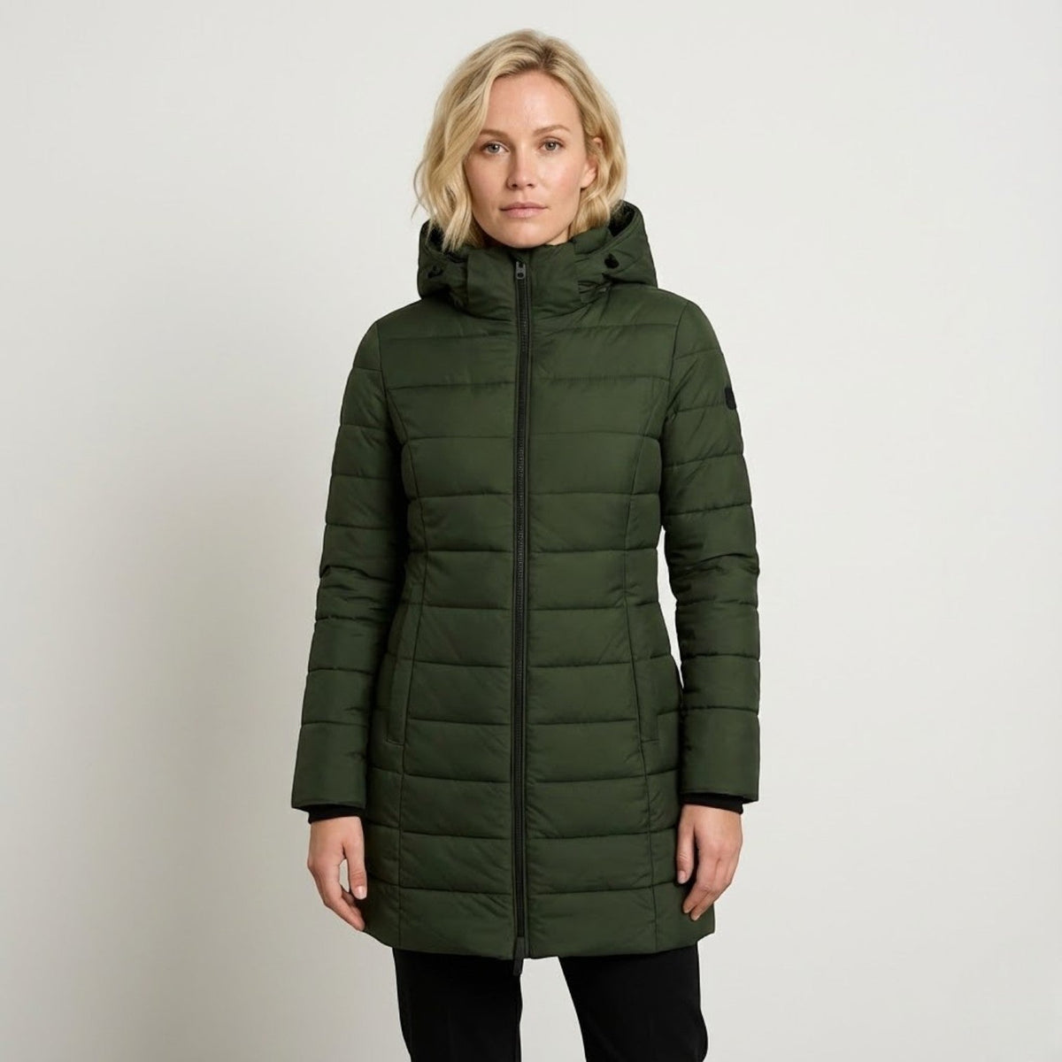 Liora – Women's Puffer Quilted Coat - Puffer Jacket - Green - Davies & Cooper