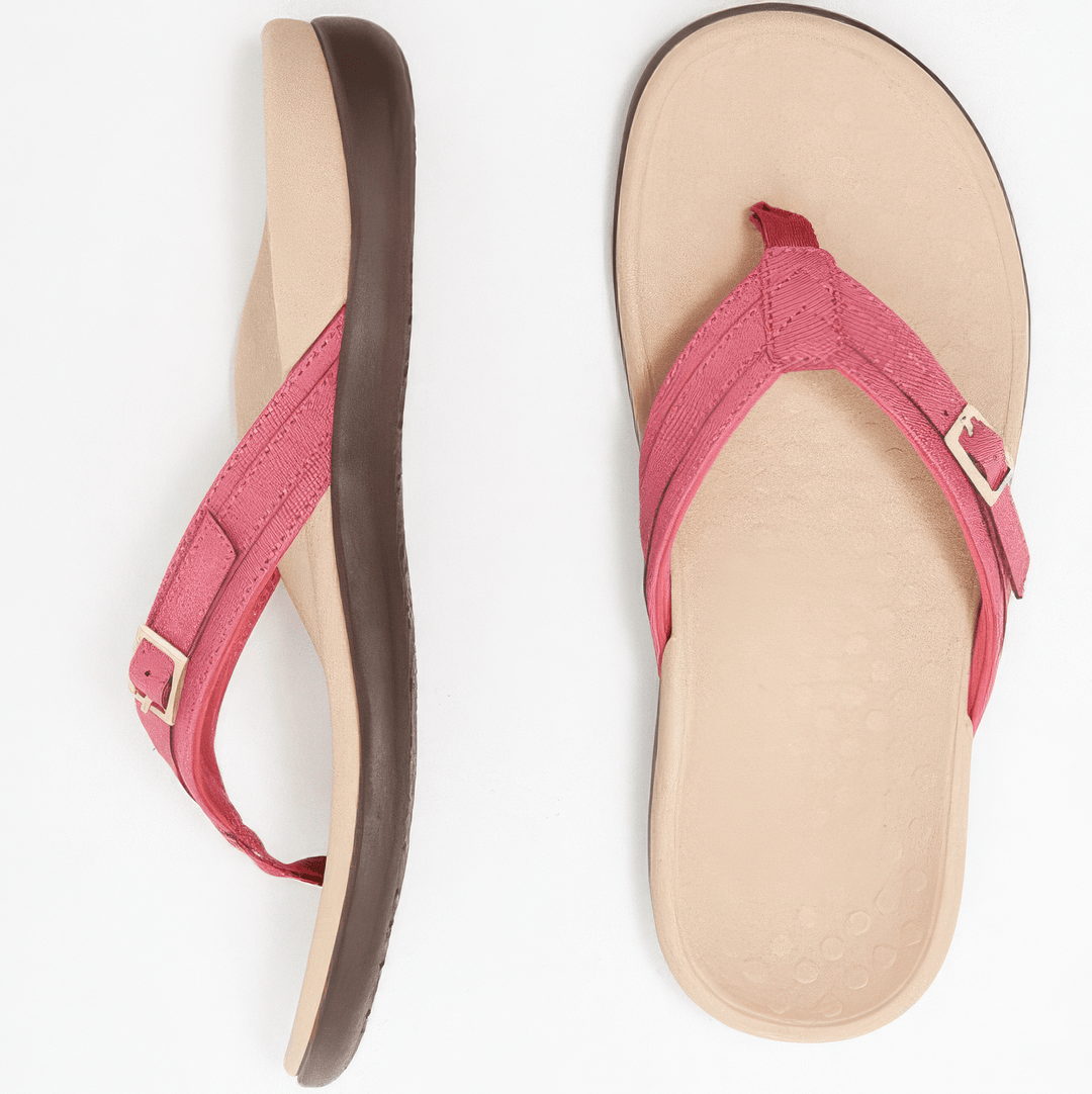 Liselotte - Women's Summer Orthopaedic Toe Post Sandals - Sandals - Red - Davies & Cooper