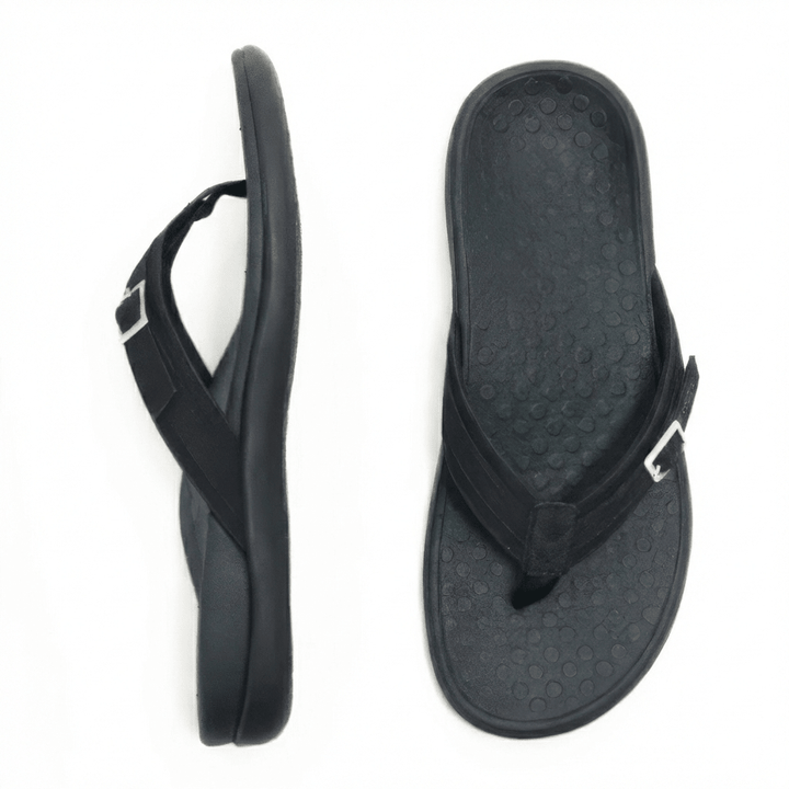Liselotte - Women's Summer Orthopaedic Toe Post Sandals - Sandals - Black - Davies & Cooper