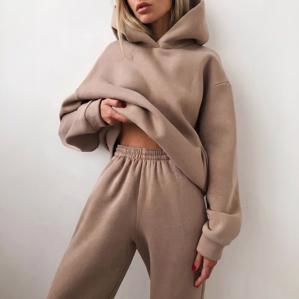 Lola - Women's Oversized Hoodie and Jogger Co-ord Set - Outfit Sets - Khaki - Davies & Cooper