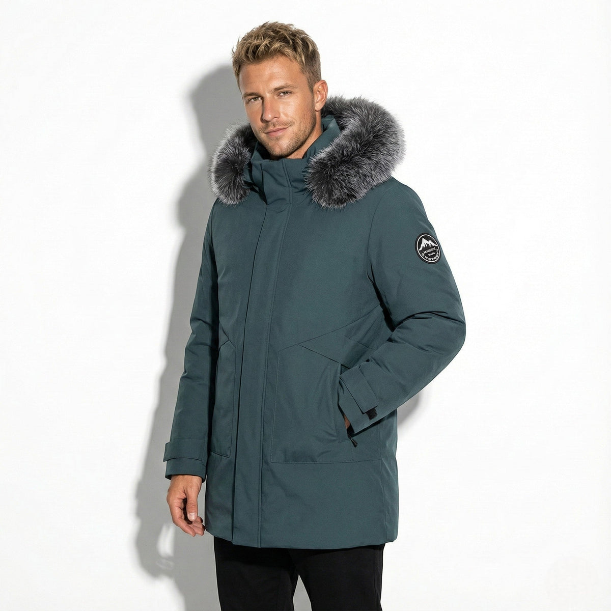 Lukas – Water-Repellent Winter Parka Jacket with Hood - Jackets - Green - Davies & Cooper