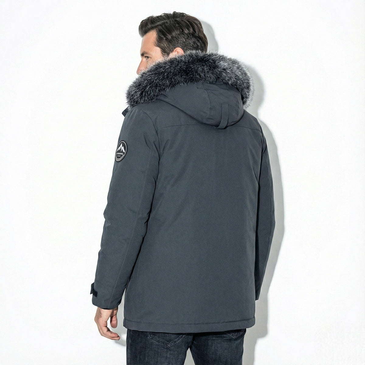 Lukas – Water-Repellent Winter Parka Jacket with Hood - Jackets - Grey - Davies & Cooper