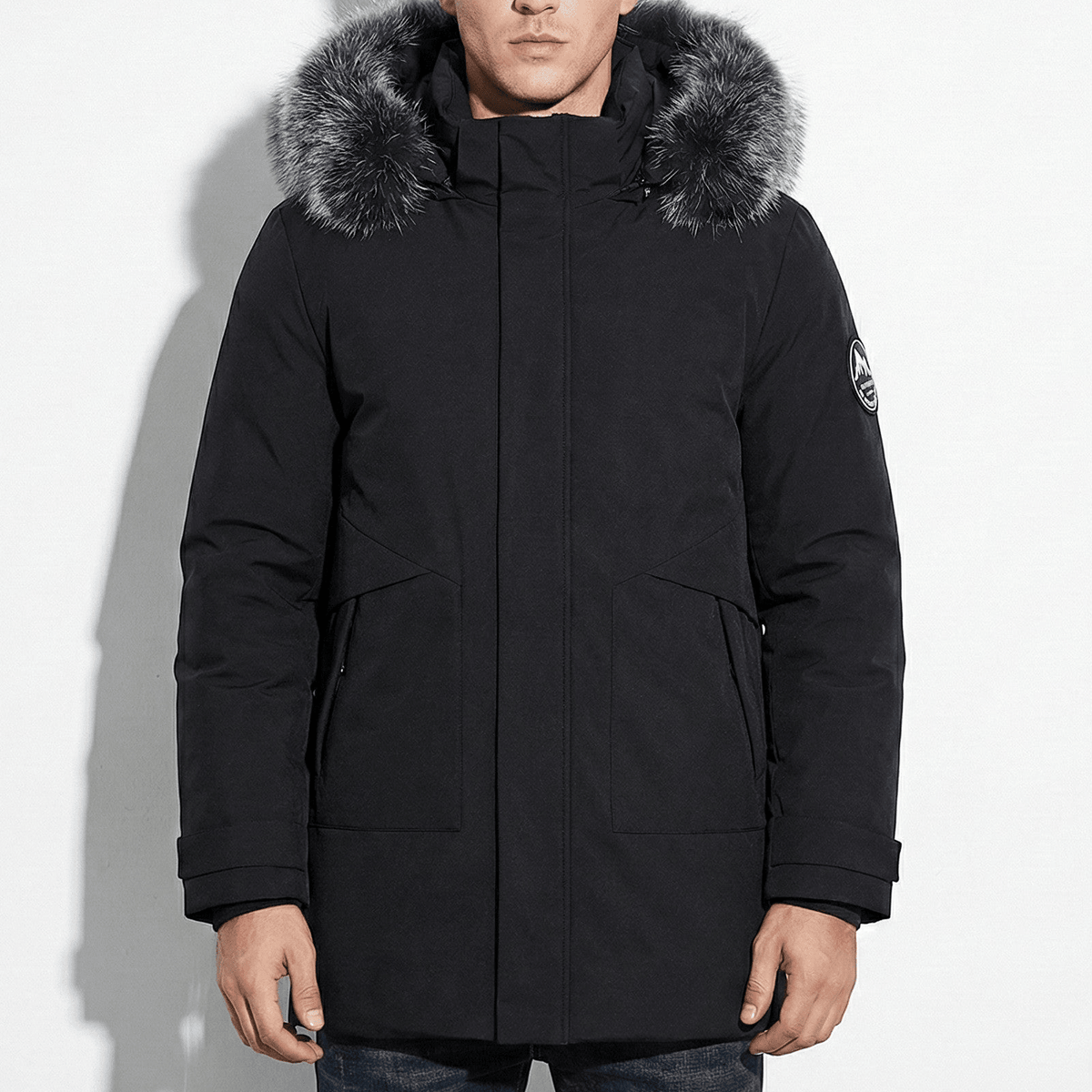 Lukas – Water-Repellent Winter Parka Jacket with Hood - Jackets - Black - Davies & Cooper