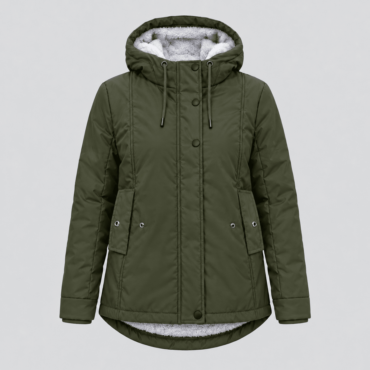 Maggie - Women's Winter Quilted Hooded Sherpa-Lined Parka Jacket - Parkas - Green - Davies & Cooper