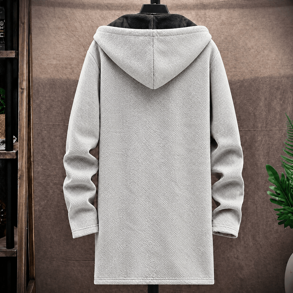 Marcel - Men's Hooded Longline Knit Jacket with Soft Lining - Coats & Jackets - Gray - Davies & Cooper