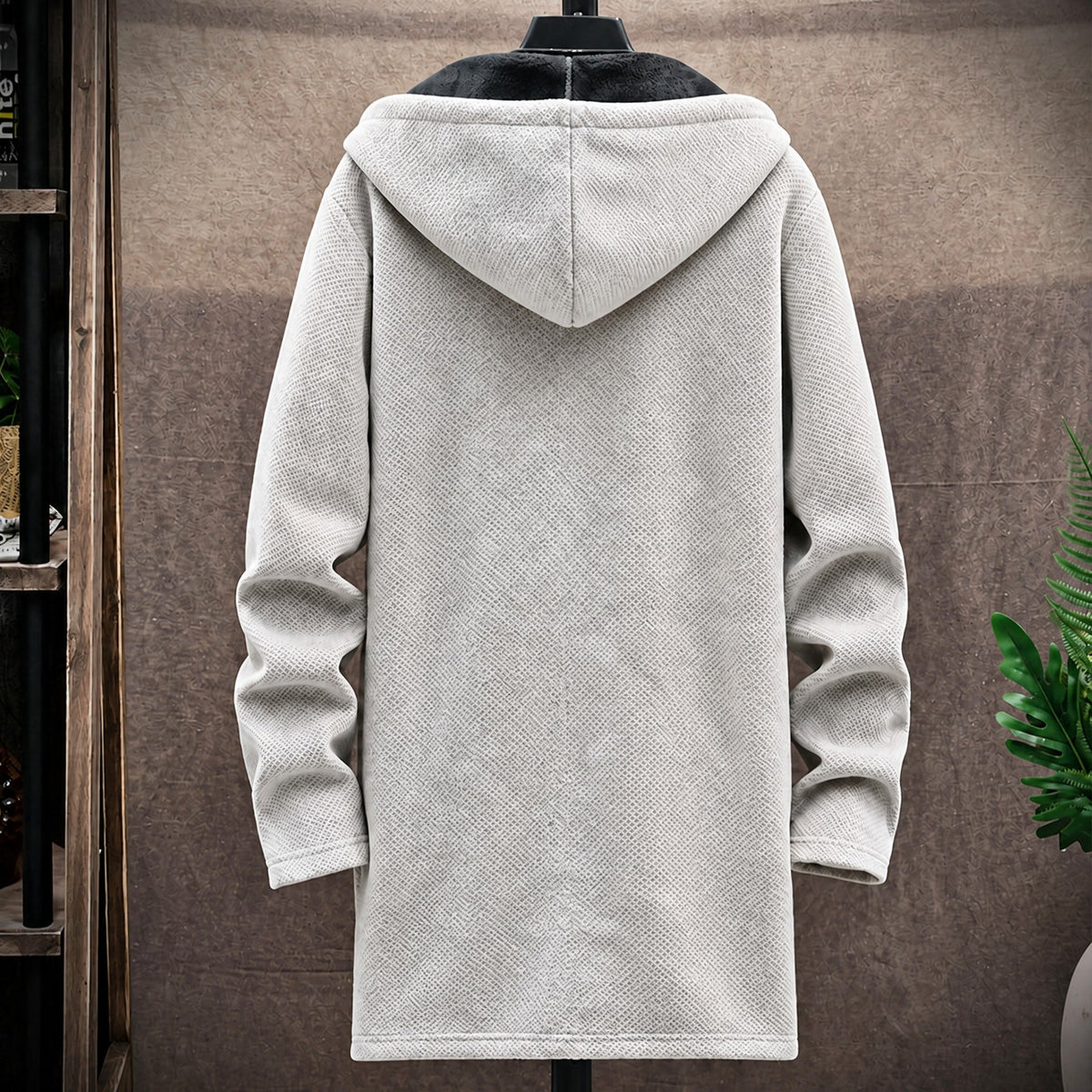 Marcel - Men's Hooded Longline Knit Jacket with Soft Lining - Coats & Jackets - White - Davies & Cooper