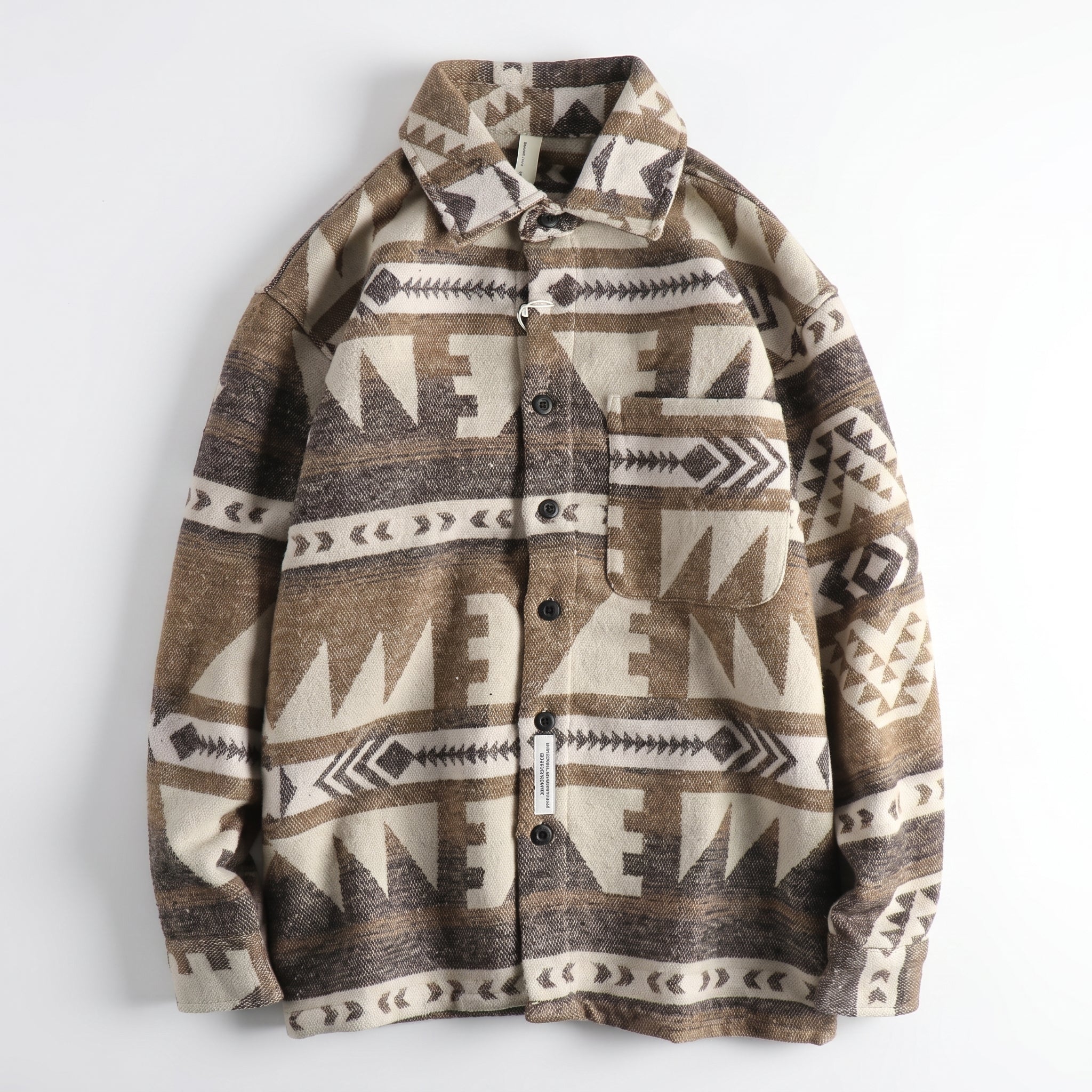 Marcus - Men's Aztec Print Jacket with Chest Pocket - Coats & Jackets - Light Brown - Davies & Cooper