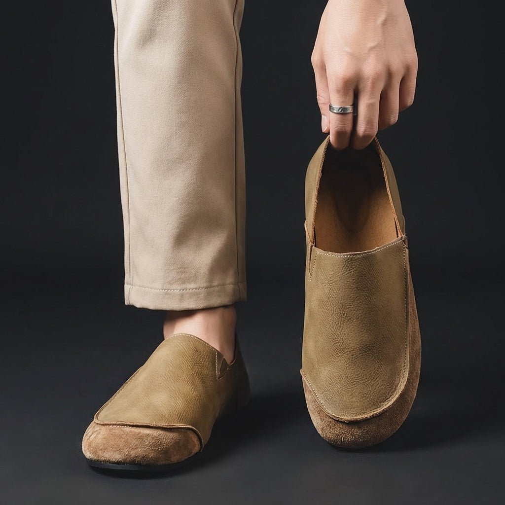 Marcus - Men's Casual Round Toe Flat Loafers - Loafers - Khaki - Davies & Cooper