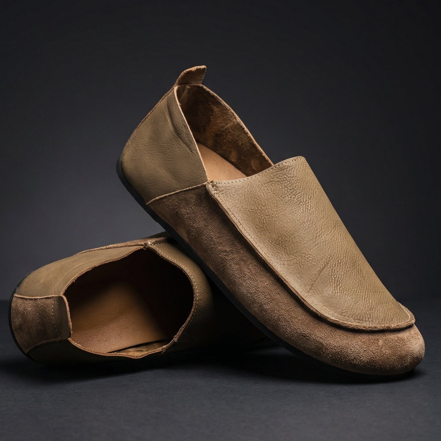 Marcus - Men's Casual Round Toe Flat Loafers - Loafers - Khaki - Davies & Cooper