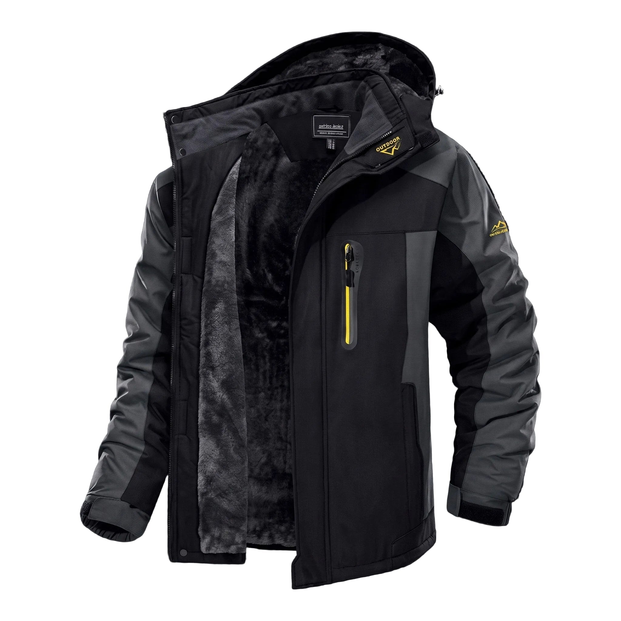 Marcus - Men's Hooded Parka Jacket with Zip Pockets - Parkas - Black - Davies & Cooper