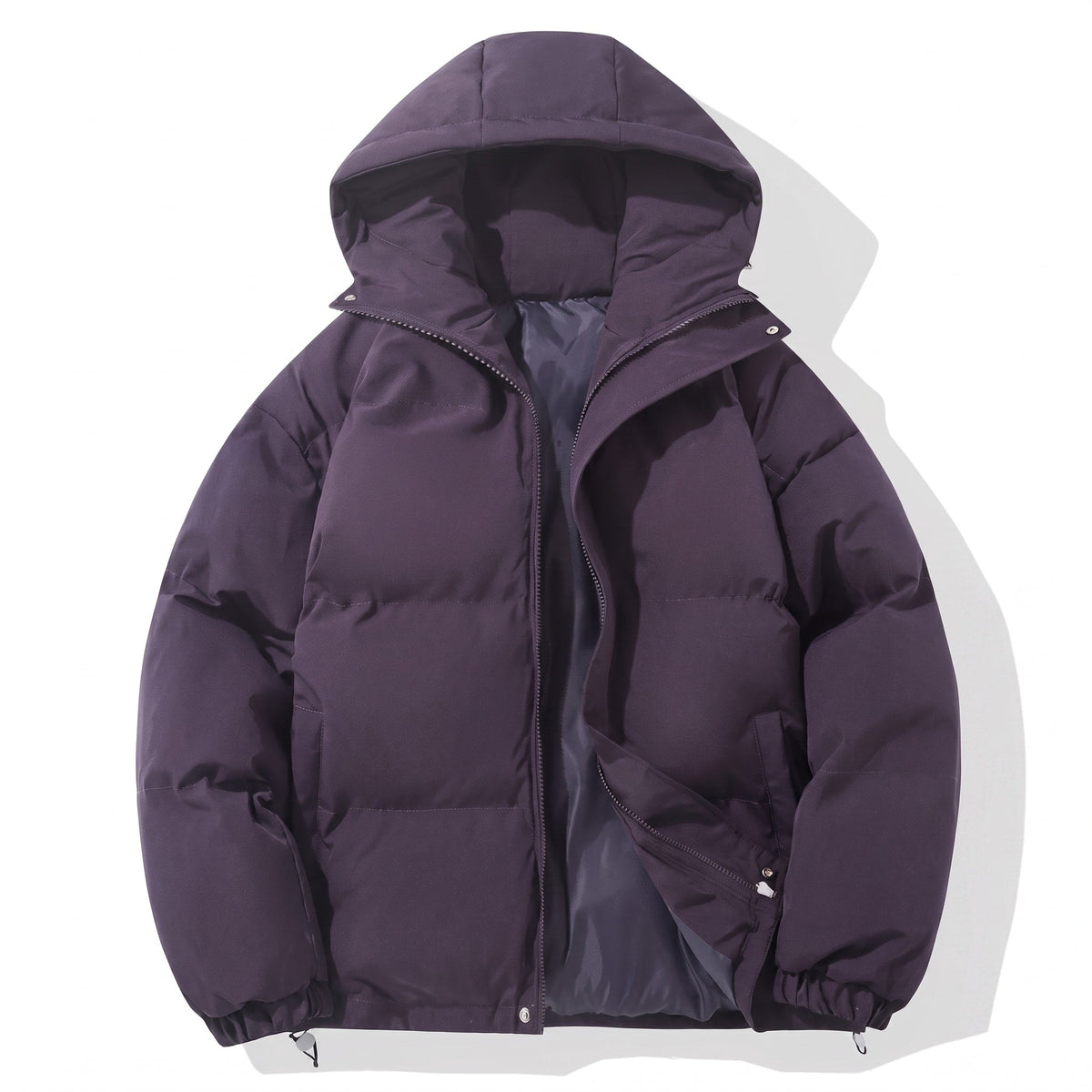 Marcus - Men's Hooded Puffer Jacket with Zip Fastening and Drawstring Hem - Puffer Jackets - Purple - Davies & Cooper