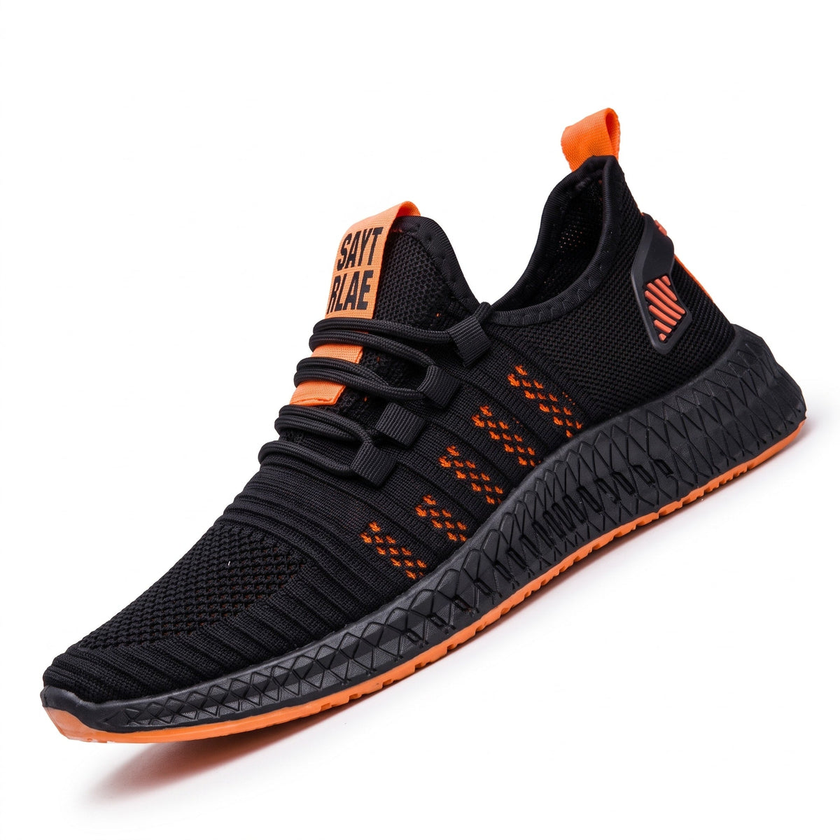 Marcus - Men's Lightweight Knit Trainers with Lace-Up Closure and Contrast Sole - Sneakers - Orange - Davies & Cooper