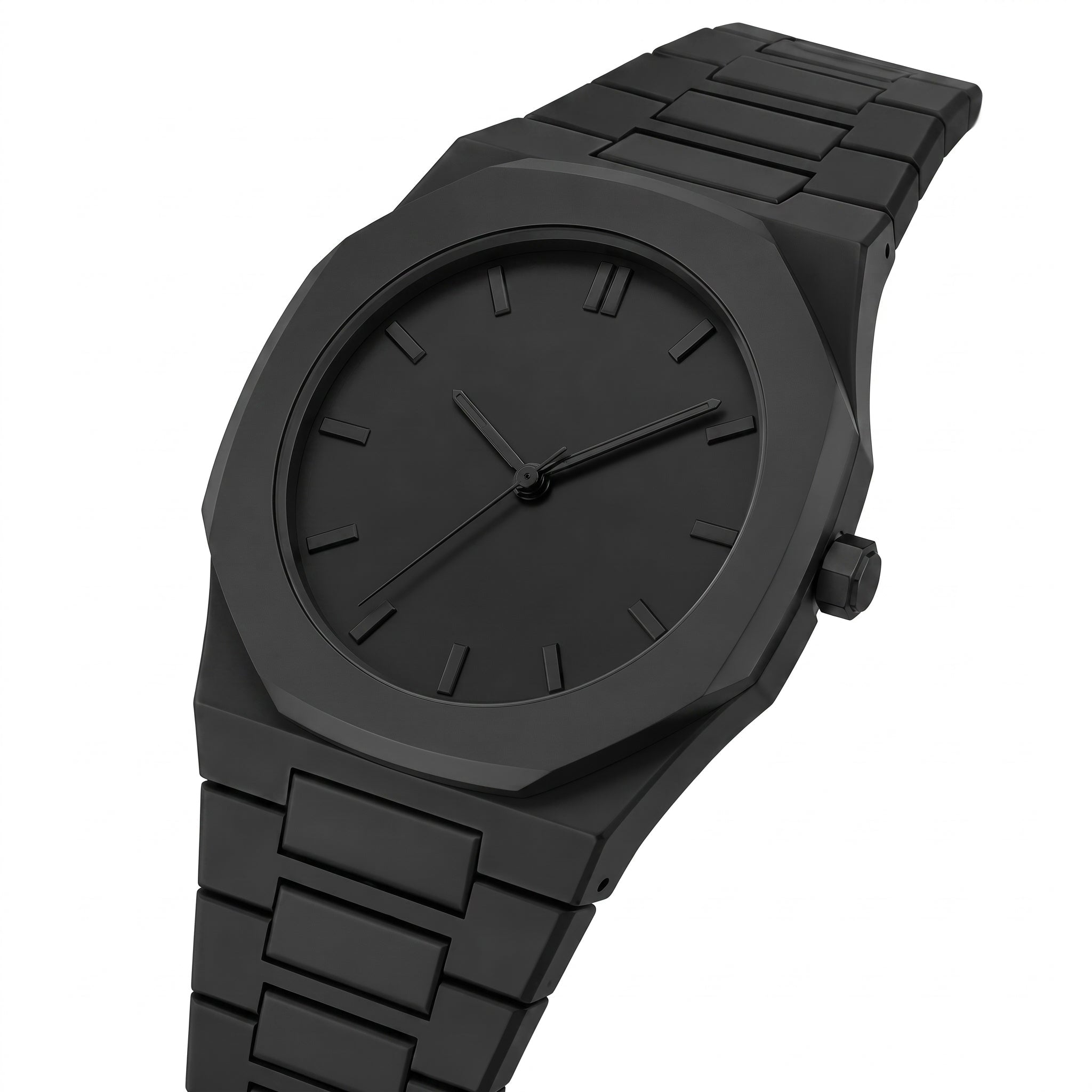 Marcus - Men's Minimalist Octagonal Case Wrist Watch - Watches - Black - Davies & Cooper
