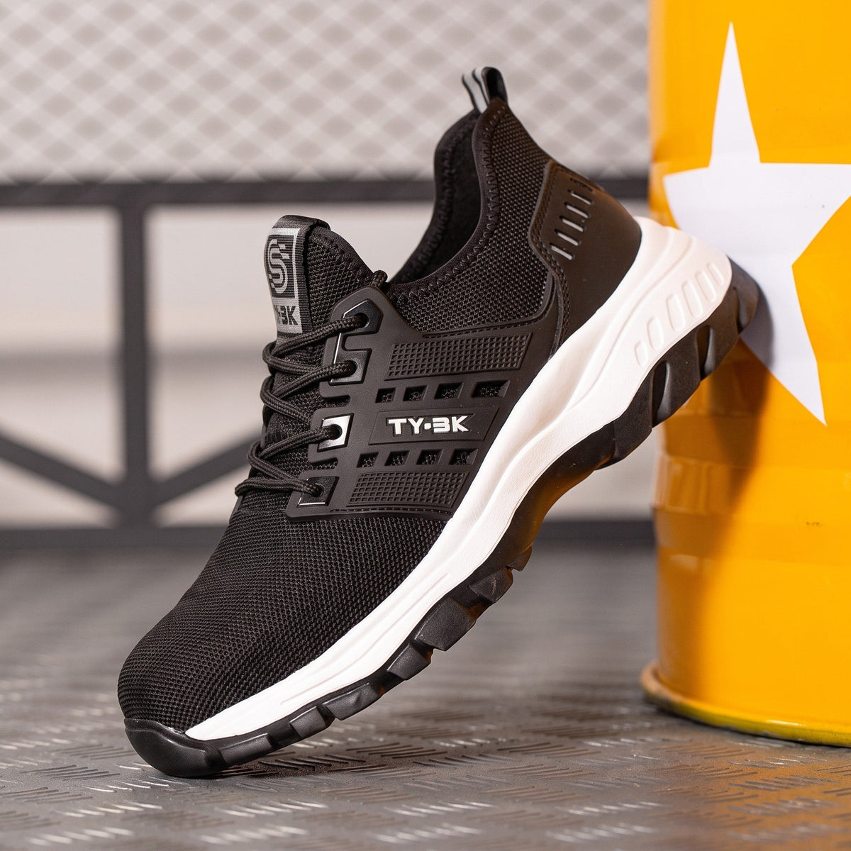Marcus - Men's Orthopaedic Lace-Up Safety Trainers with Reinforced Toe - Safety Boots - Black - Davies & Cooper