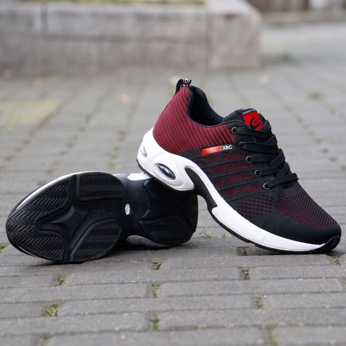 Marcus - Men's Orthopaedic Low-Top Lace-Up Trainers with Cushioned Sole - Sneakers - Red - Davies & Cooper