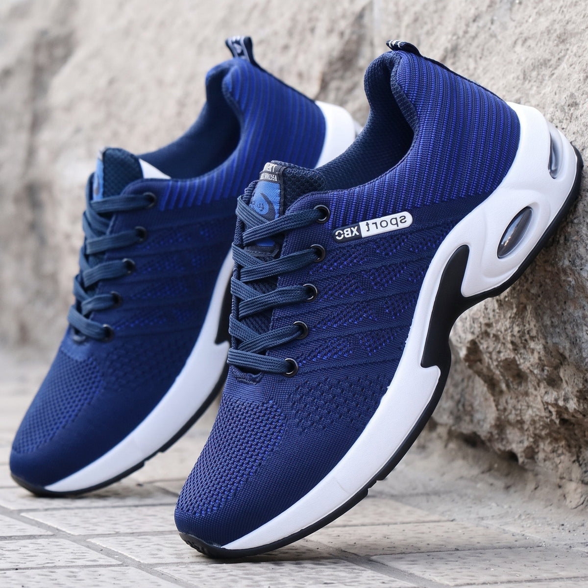 Marcus - Men's Orthopaedic Low-Top Lace-Up Trainers with Cushioned Sole - Sneakers - Blue - Davies & Cooper