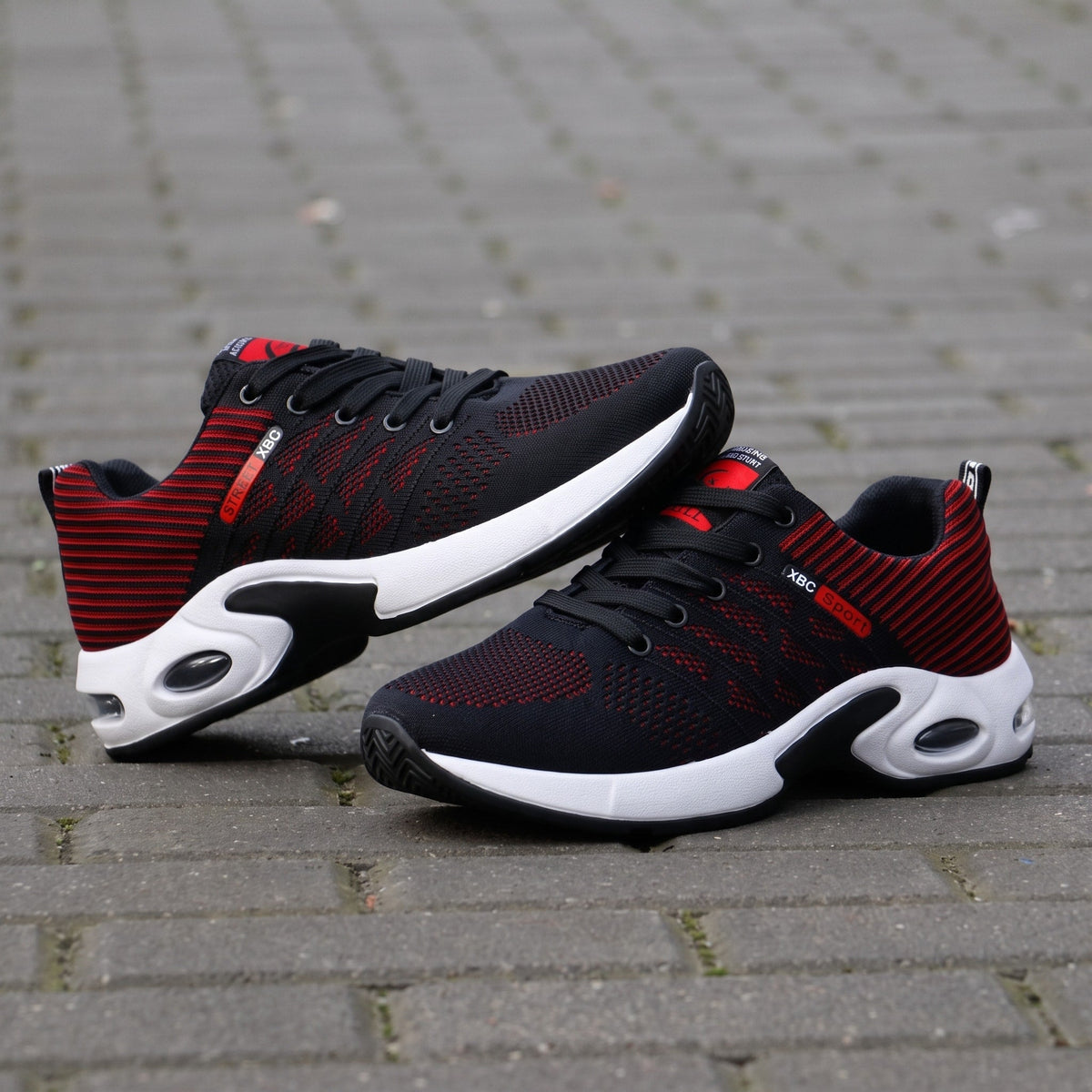 Marcus - Men's Orthopaedic Low-Top Lace-Up Trainers with Cushioned Sole - Sneakers - Red - Davies & Cooper