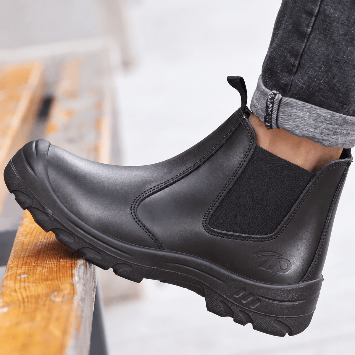 Marcus - Men's Orthopaedic Slip-On Chelsea Safety Boots with Reinforced Toe Cap - Boots - Black - Davies & Cooper