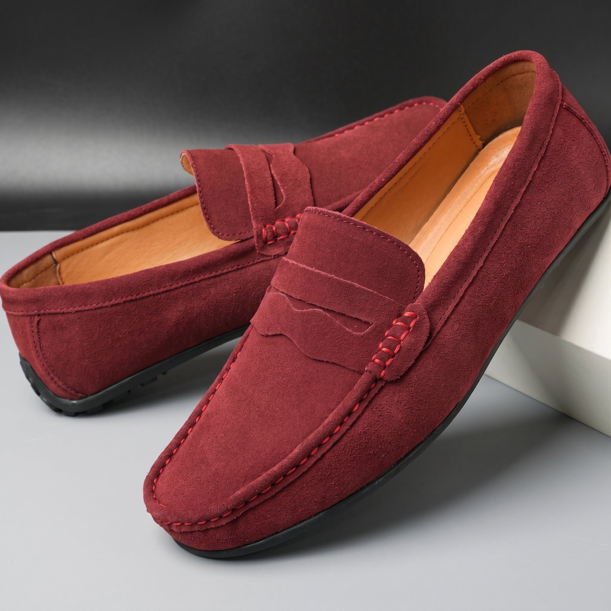 Marcus - Men's Slip-On Penny Loafers with Round Toe