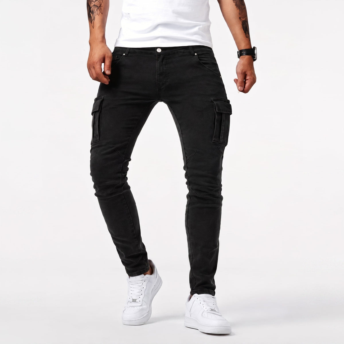 Marcus - Men's Slim Fit Denim Jeans with Multiple Pockets - Jeans - Black - Davies & Cooper