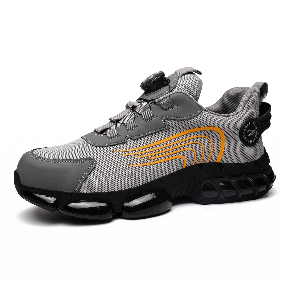 Marcus - Men's Steel Toe Non-Slip Safety Trainers with Quick-Lace Buckle - Sneakers - Yellow - Davies & Cooper